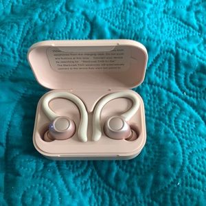 Wireless behind ear headphones black web pink